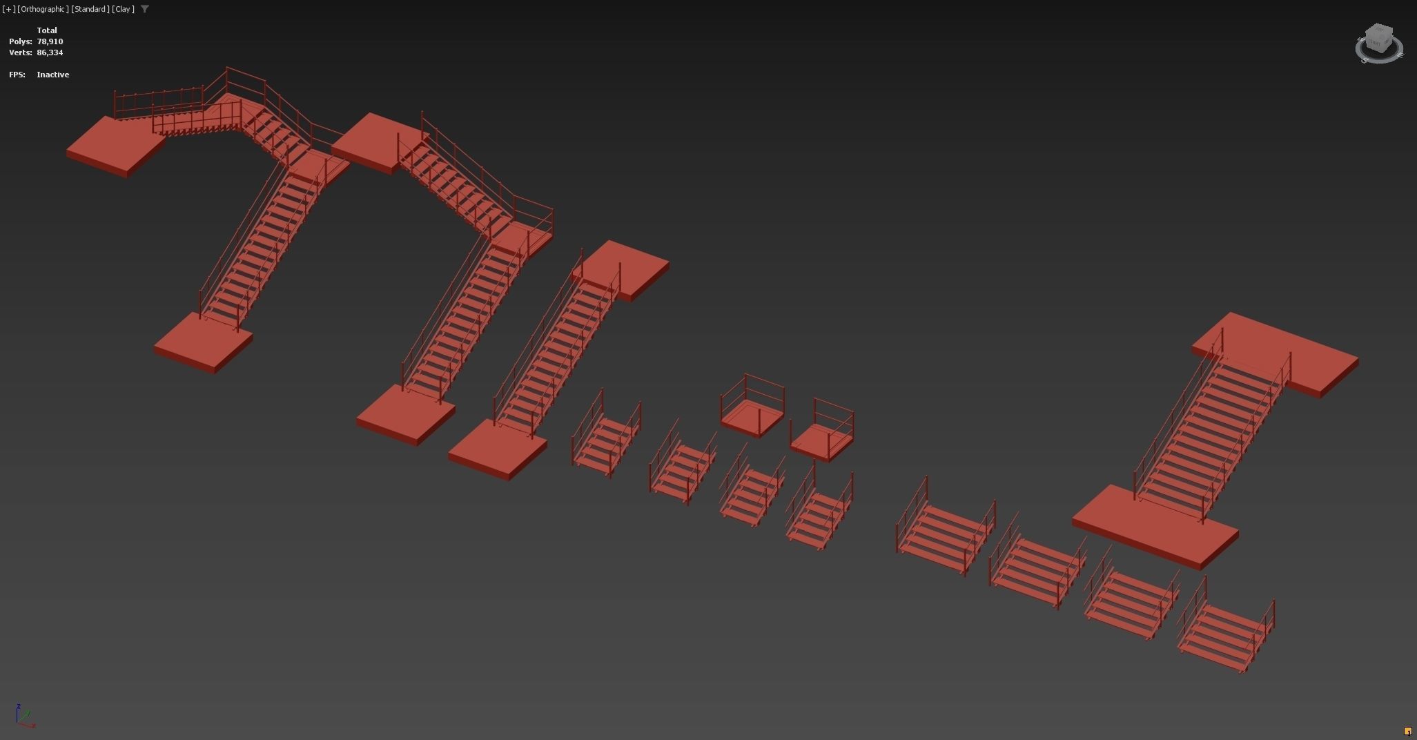 Scifi Modular Stairs Low-poly 3D model_14