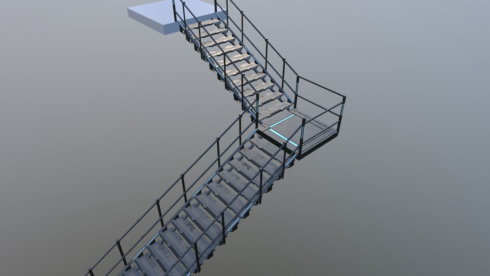Scifi Modular Stairs Low-poly 3D model_19
