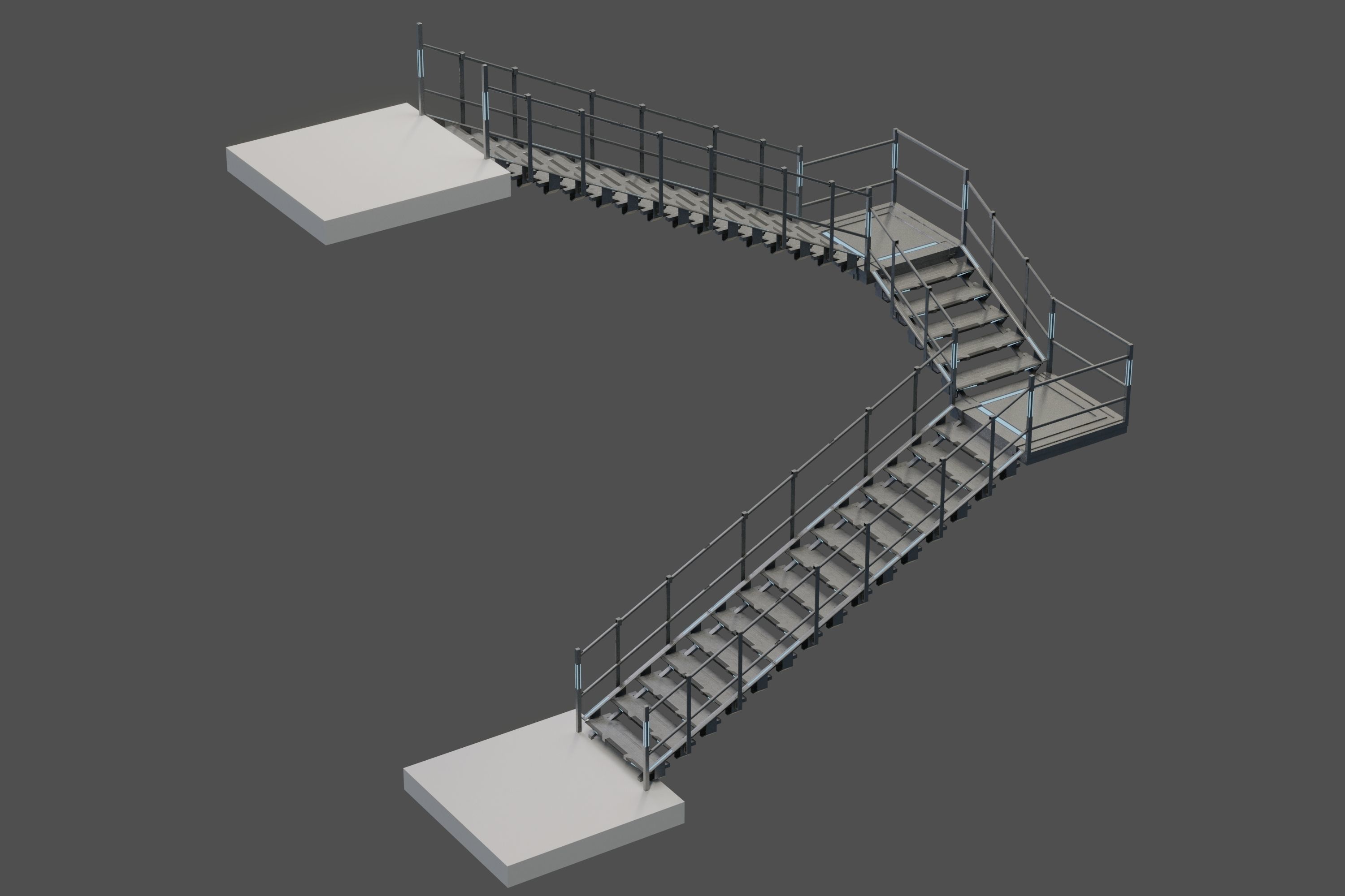 Scifi Modular Stairs Low-poly 3D model_4