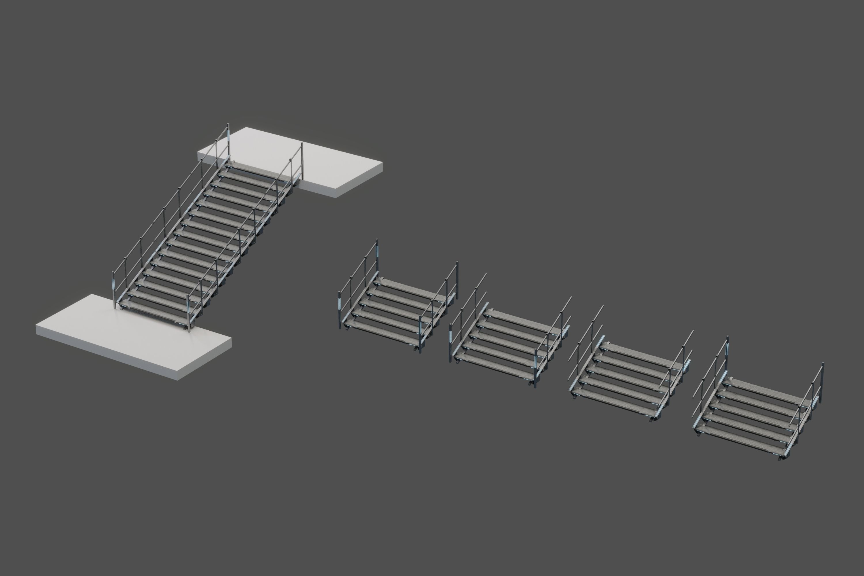 Scifi Modular Stairs Low-poly 3D model_7