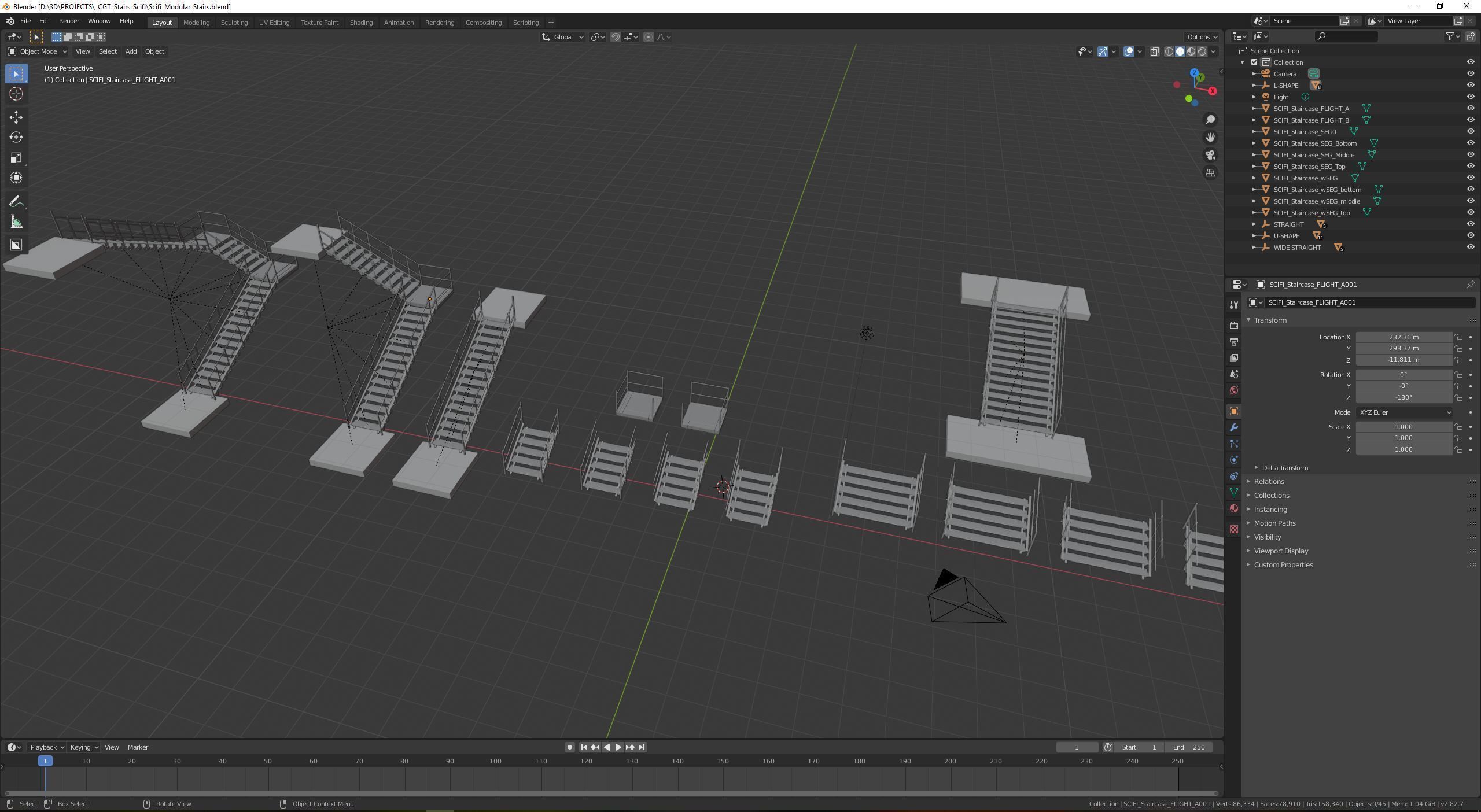 Scifi Modular Stairs Low-poly 3D model_21