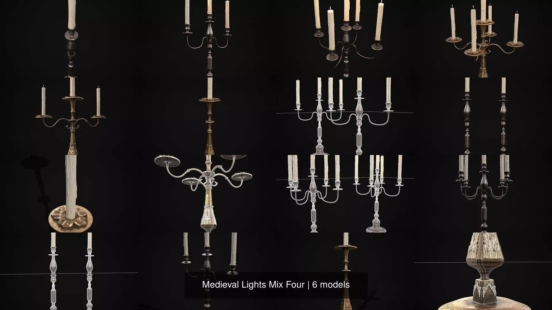 Medieval Lights Mix Four 3D Model Collection_7
