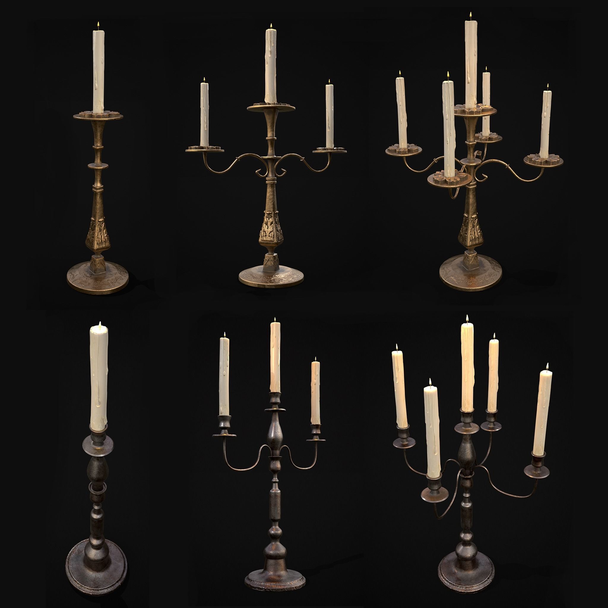 Medieval Lights Mix Four 3D Model Collection_8