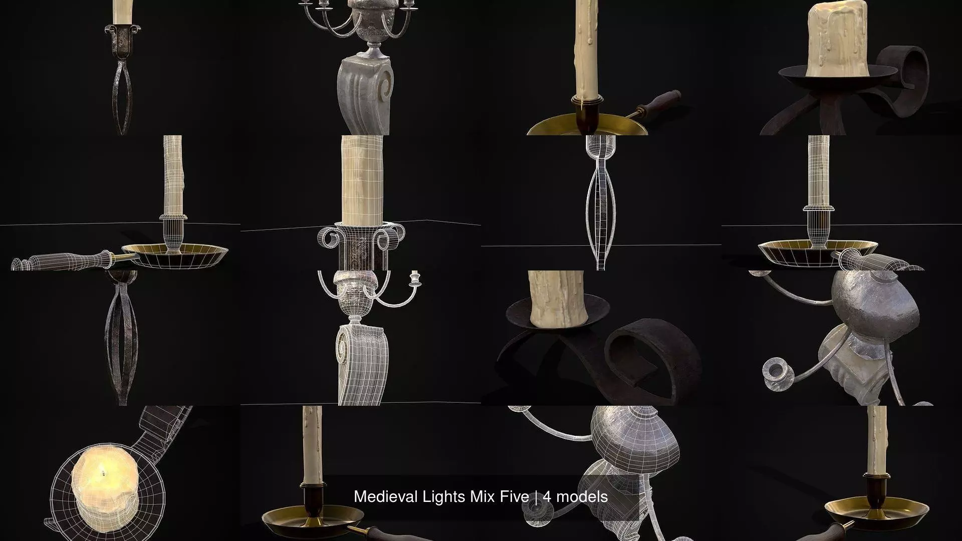 Medieval Lights Mix Five 3D Model Collection_5