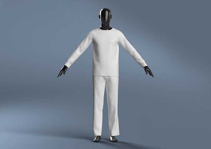 Man Basic Pyjamas Modeling in Clo3D - Marvelous Designer Free 3D model