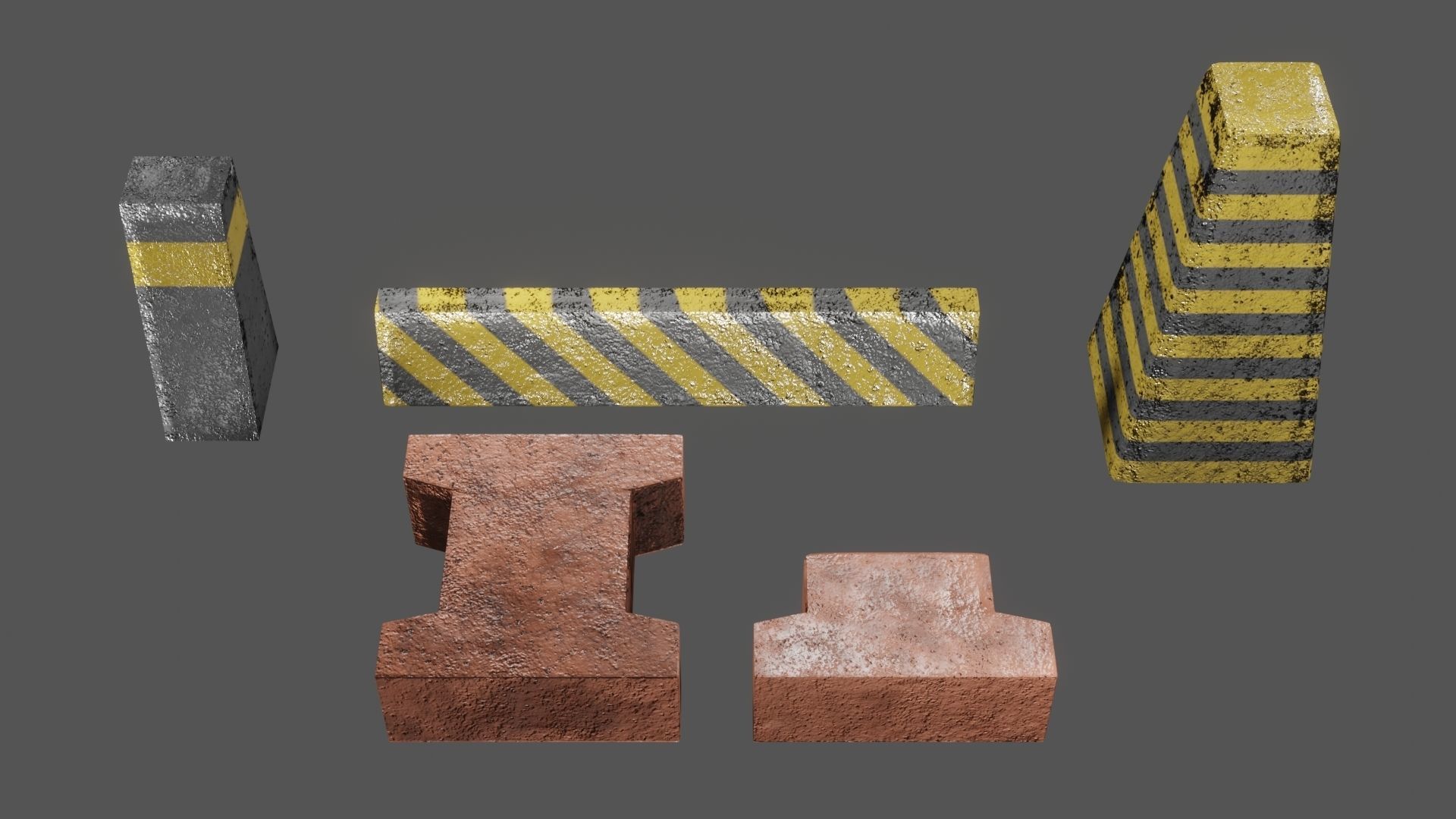 Street Assets 62 Pieces Pack Low-poly 3D model_12