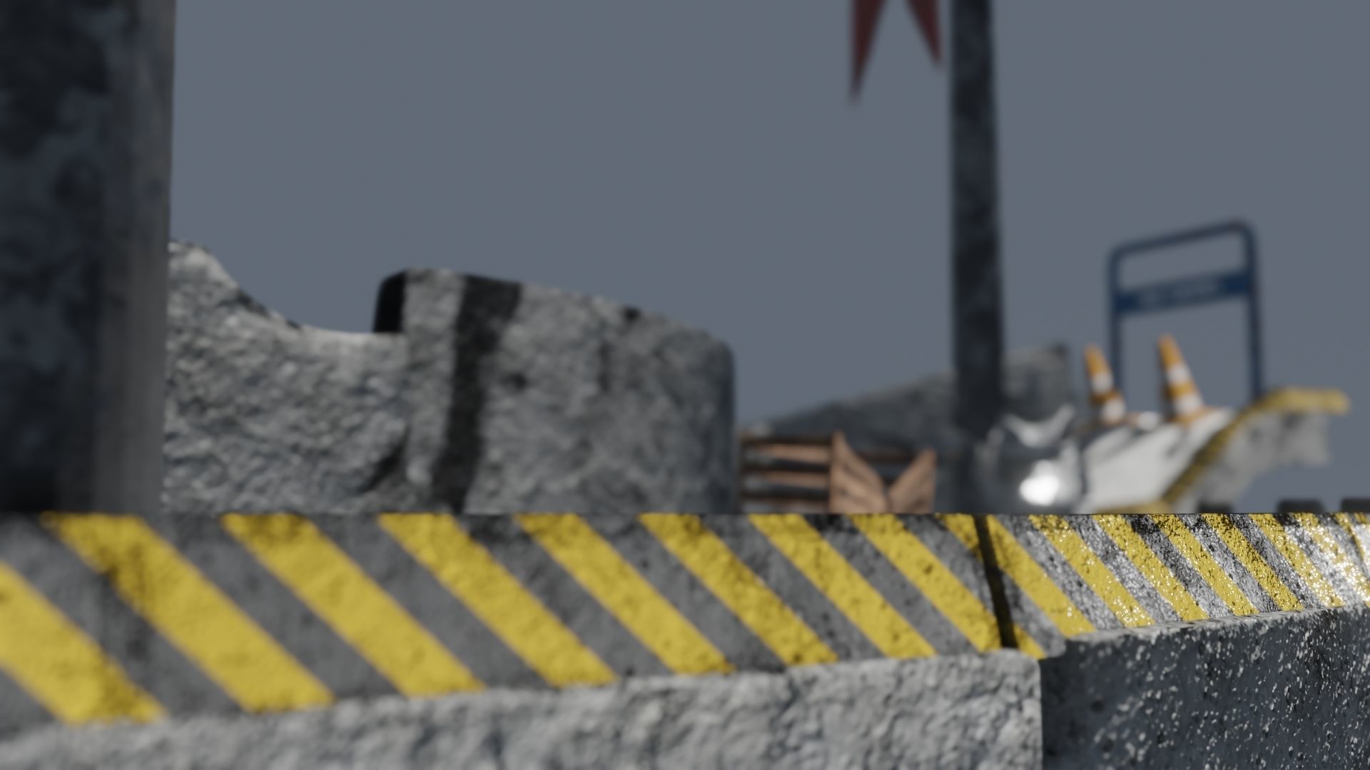 Street Assets 62 Pieces Pack Low-poly 3D model_1