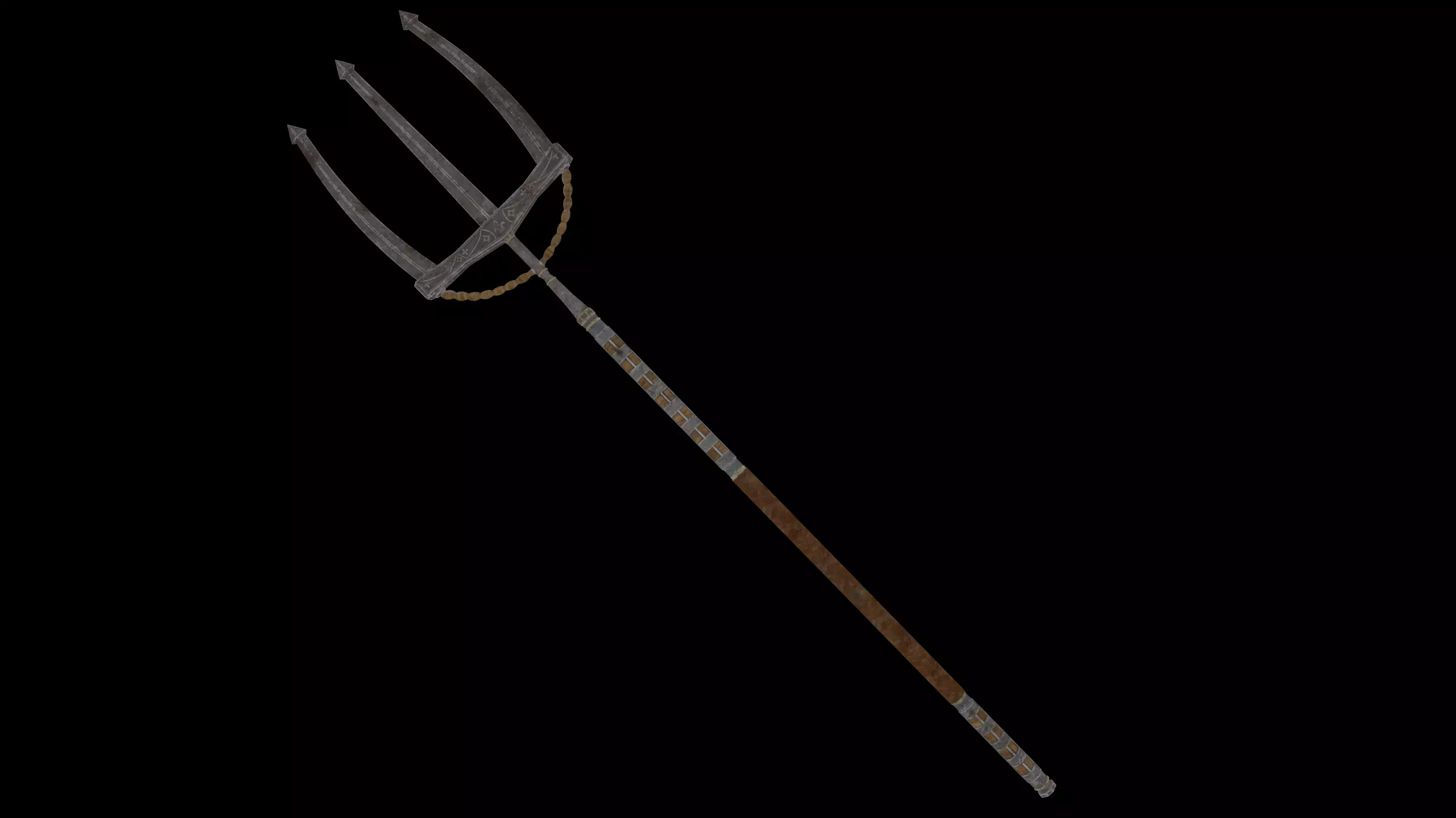 Fantasy Old Trident Low-poly 3D model_0