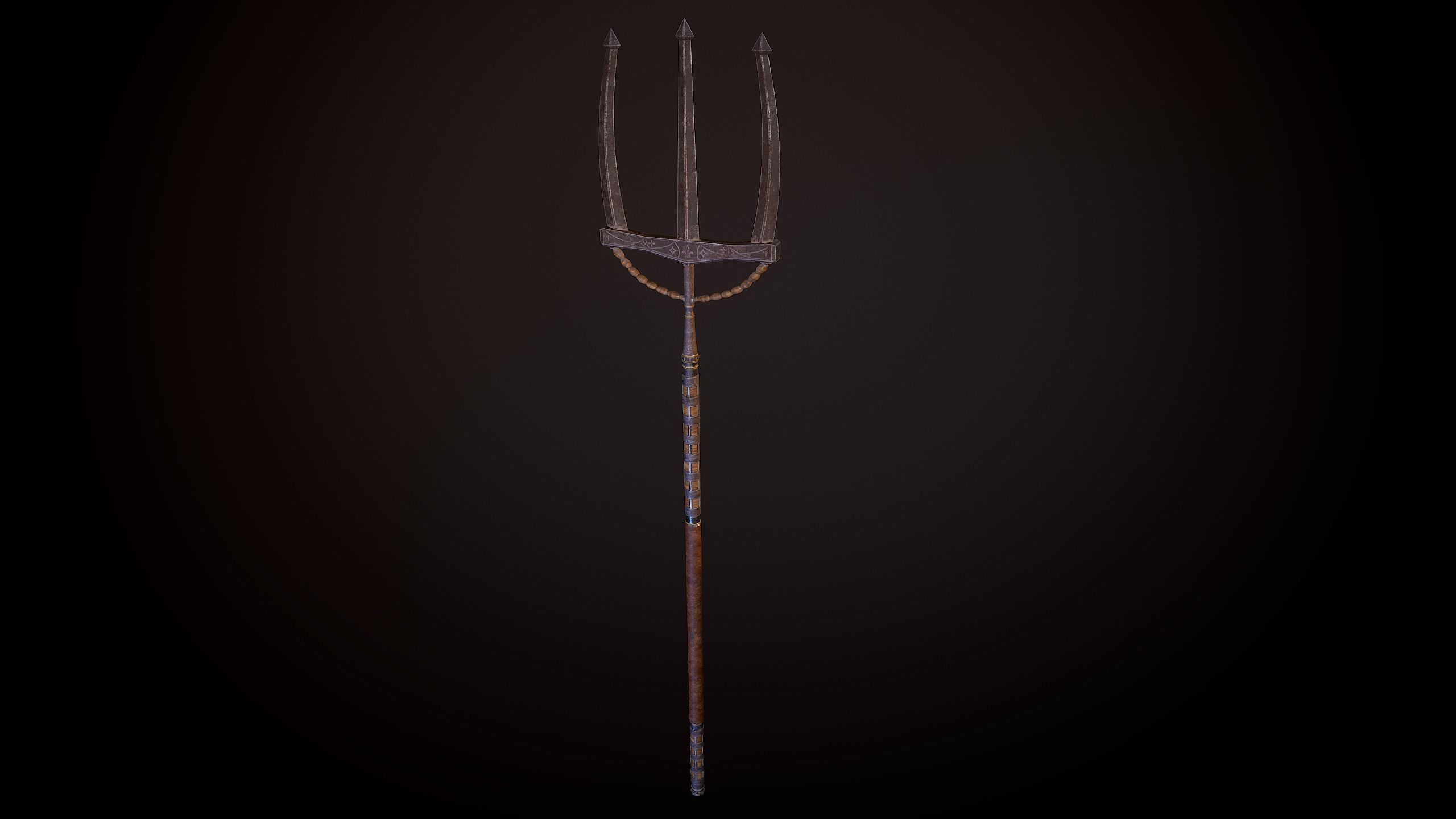 Fantasy Old Trident Low-poly 3D model_7