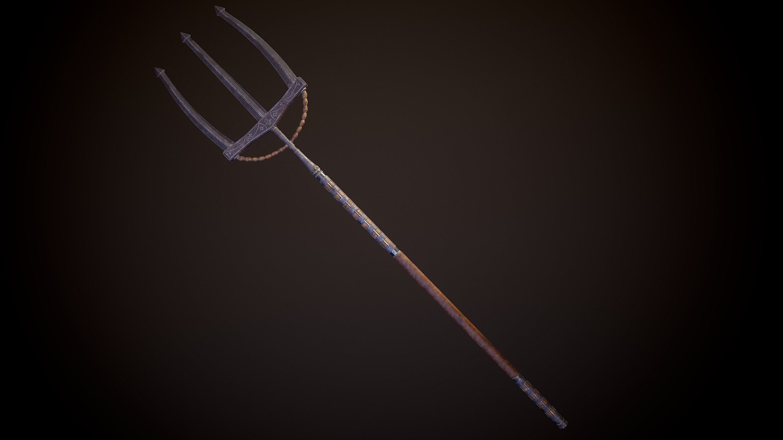 Fantasy Old Trident Low-poly 3D model_1