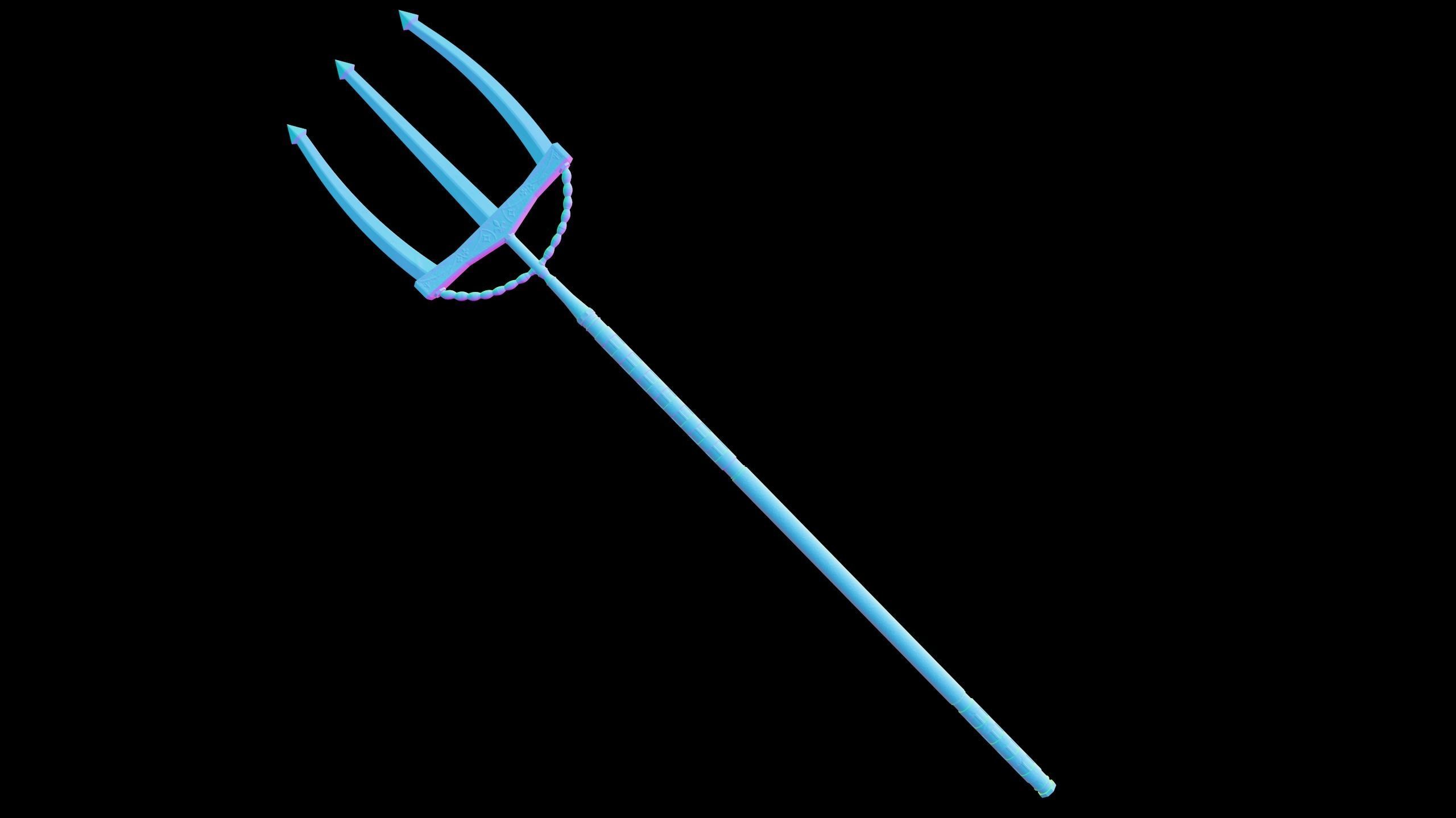 Fantasy Old Trident Low-poly 3D model_3