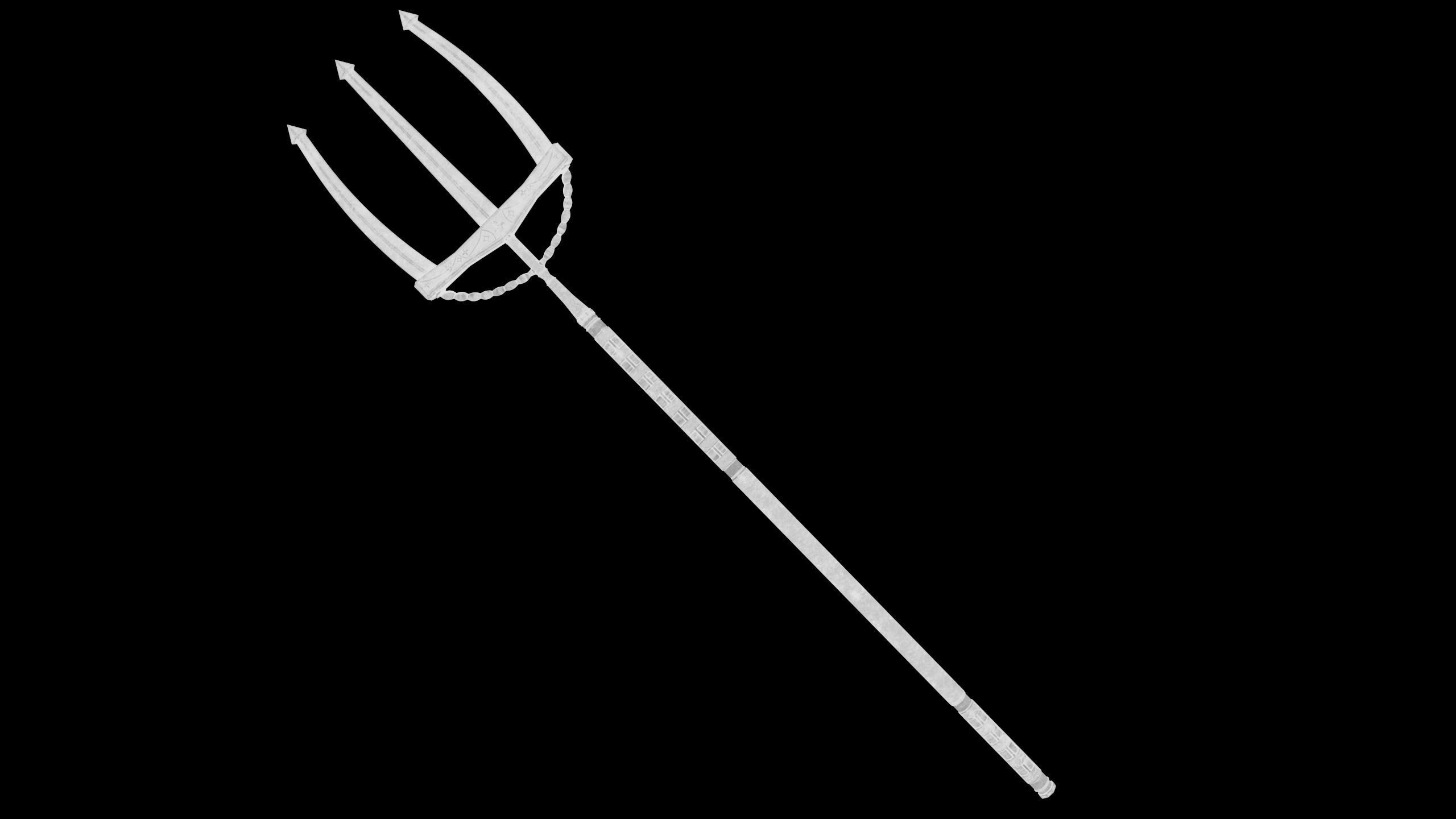 Fantasy Old Trident Low-poly 3D model_4