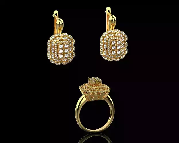Diamond Ring and Earrings Set N141