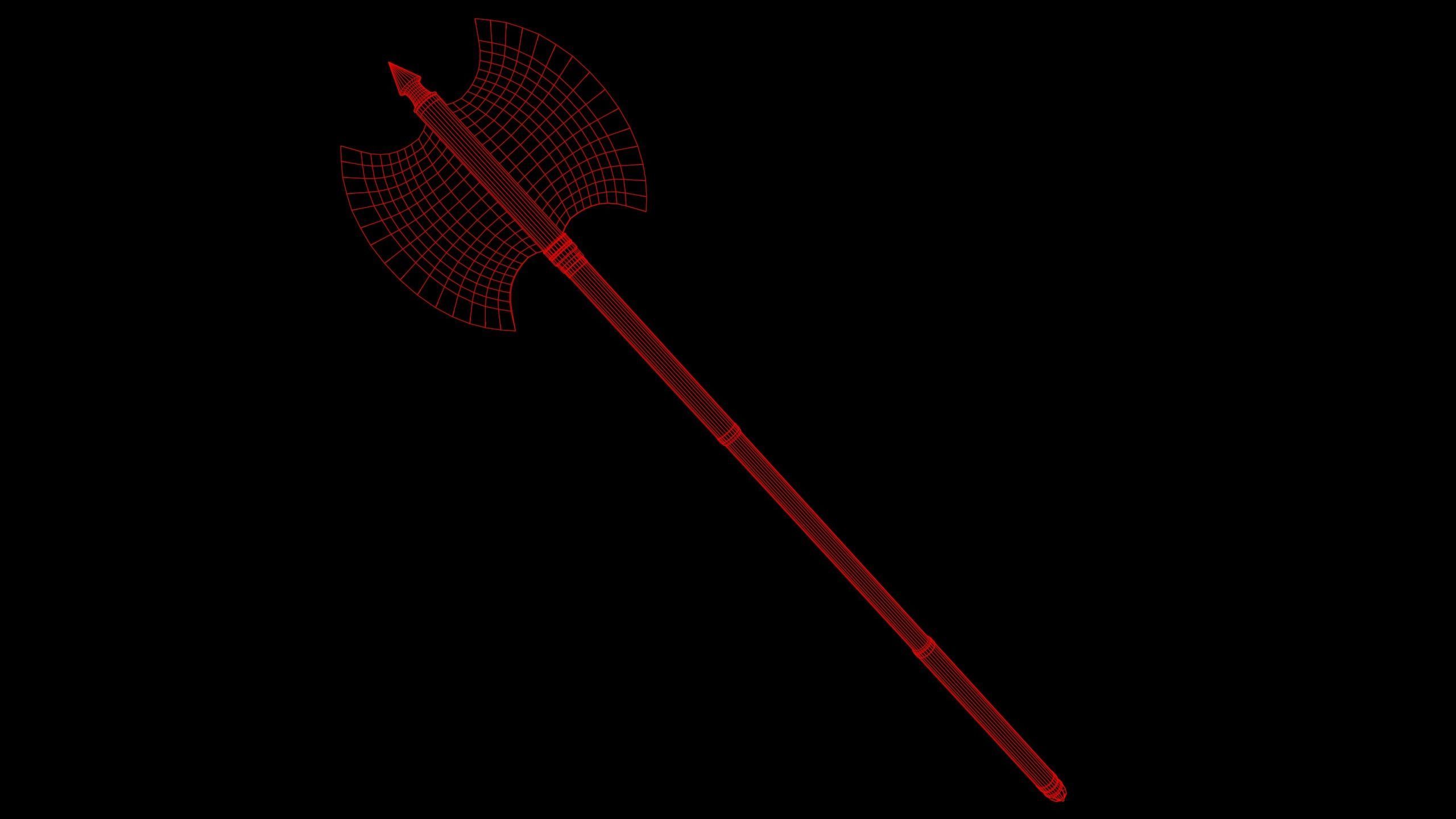 Fantasy Old Two Handed Axe Low-poly 3D model_5