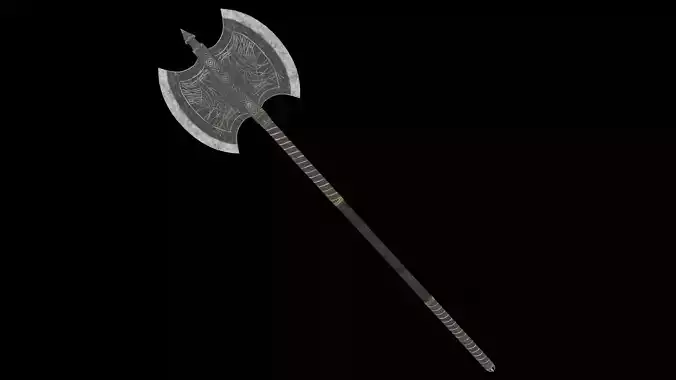 Fantasy Old Two Handed Axe Low-poly 3D model