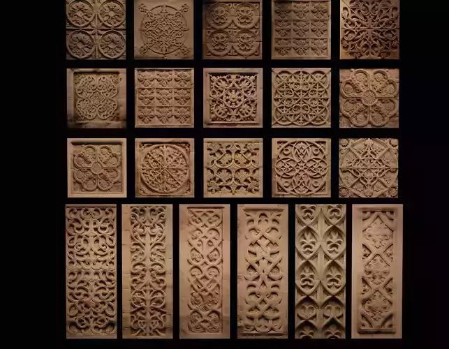 30 Ancient Concrete Wall Ornaments Lowpoly