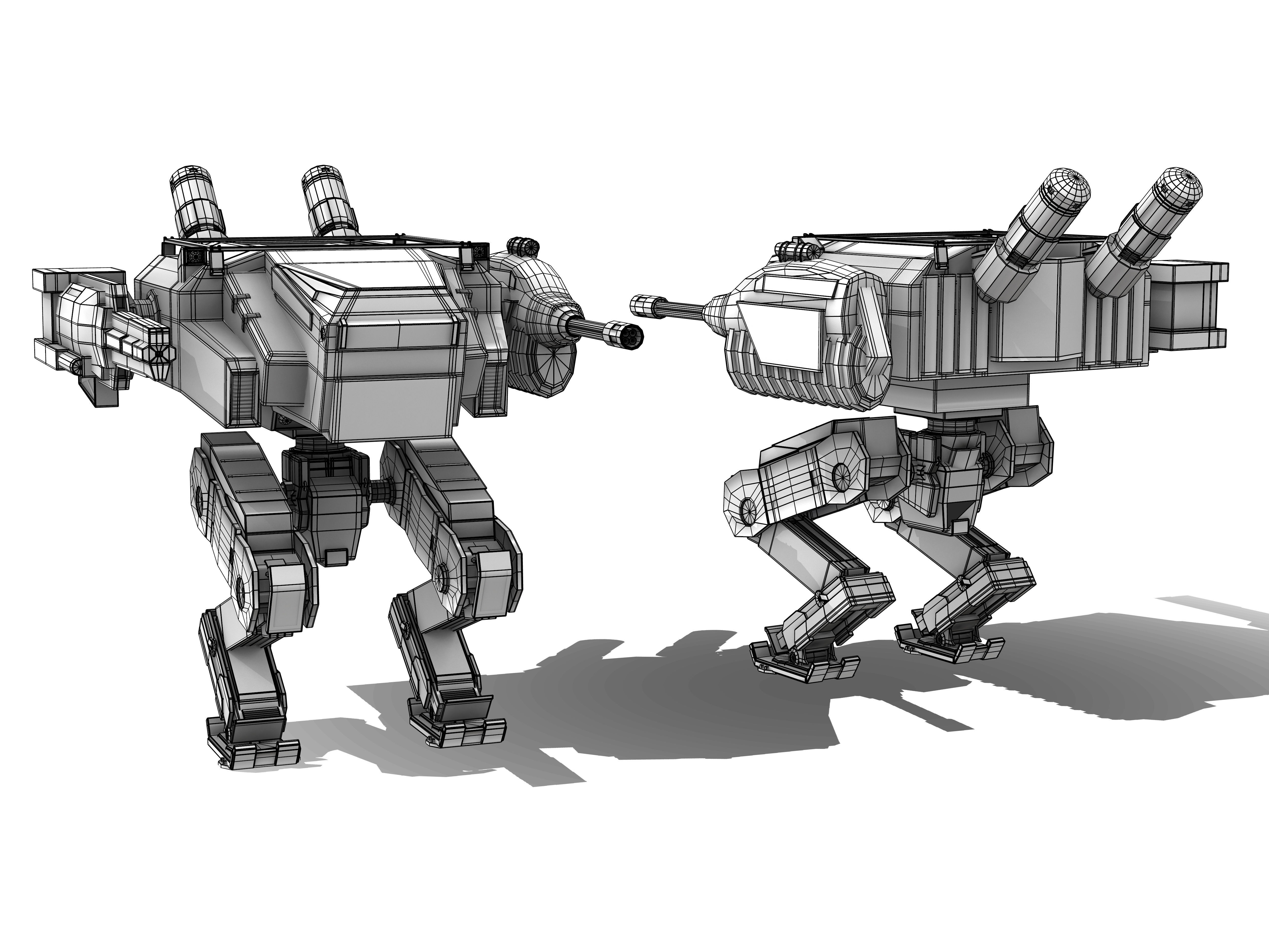 Mech Robot Low-poly 3D model_3