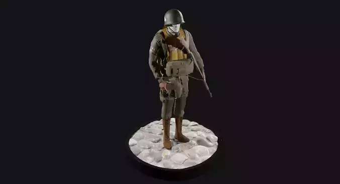 World War 2 - US Paratrooper - Rigged Low-poly 3D model