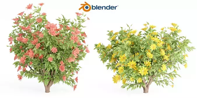 collection flowering bush vol 8-Blender 3D model