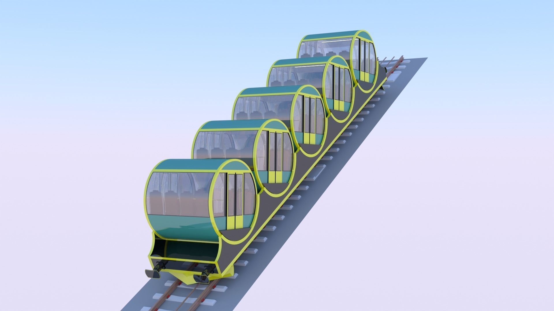 Funicular - mountain train 3D model_8