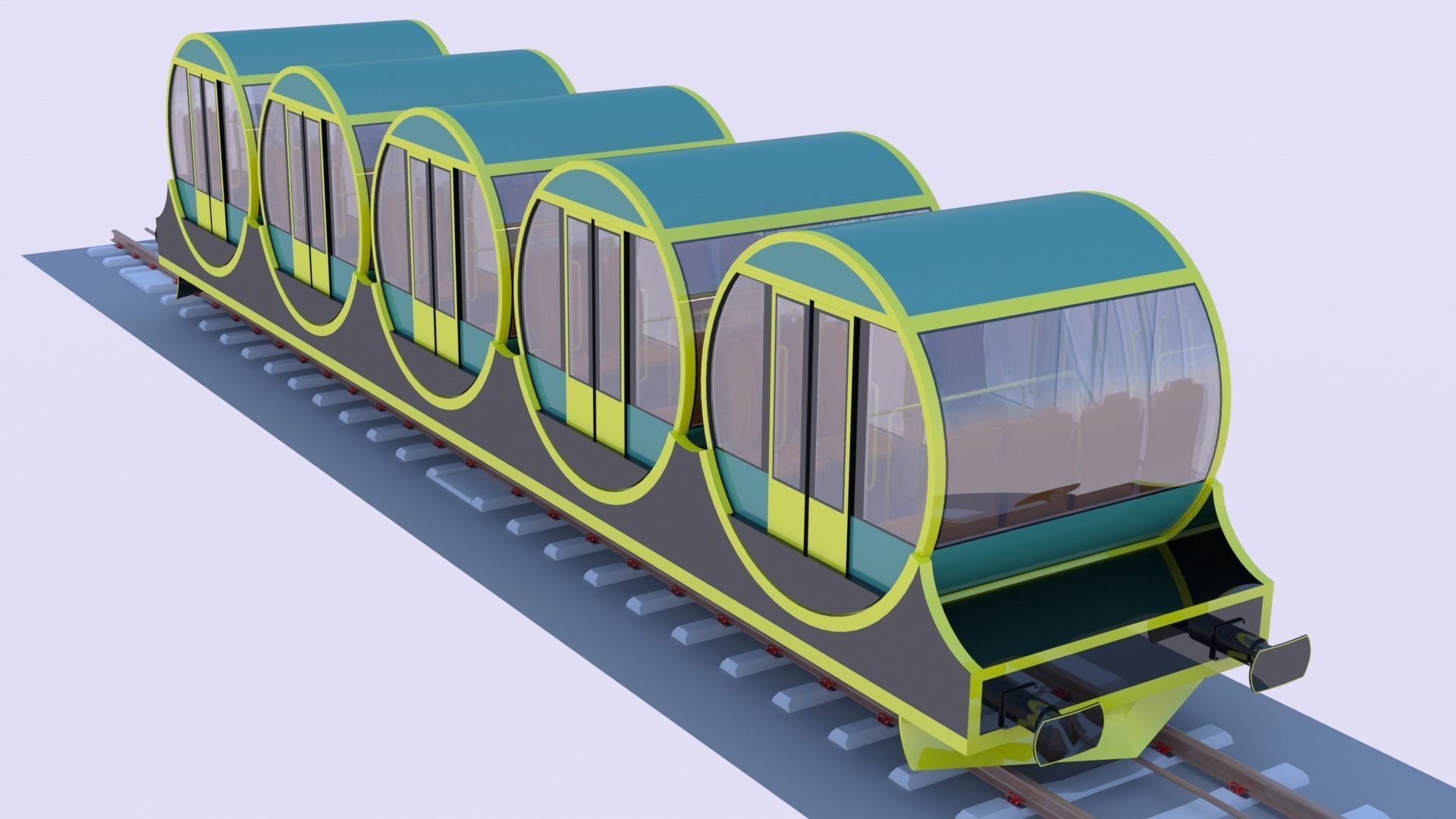 Funicular - mountain train 3D model_6
