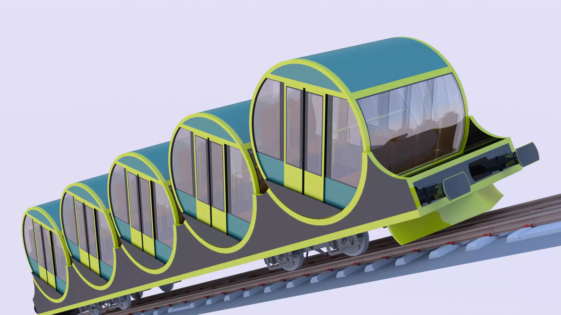 Funicular - mountain train 3D model_0