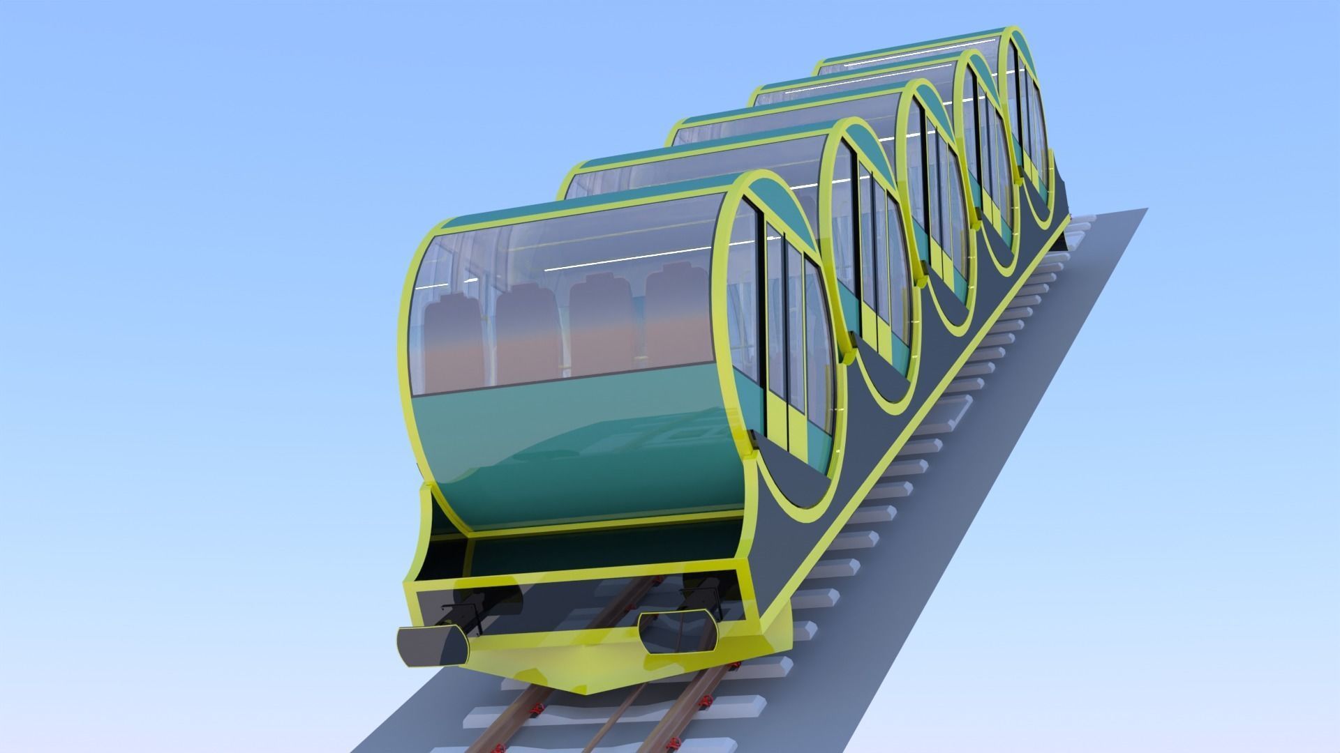 Funicular - mountain train 3D model_3