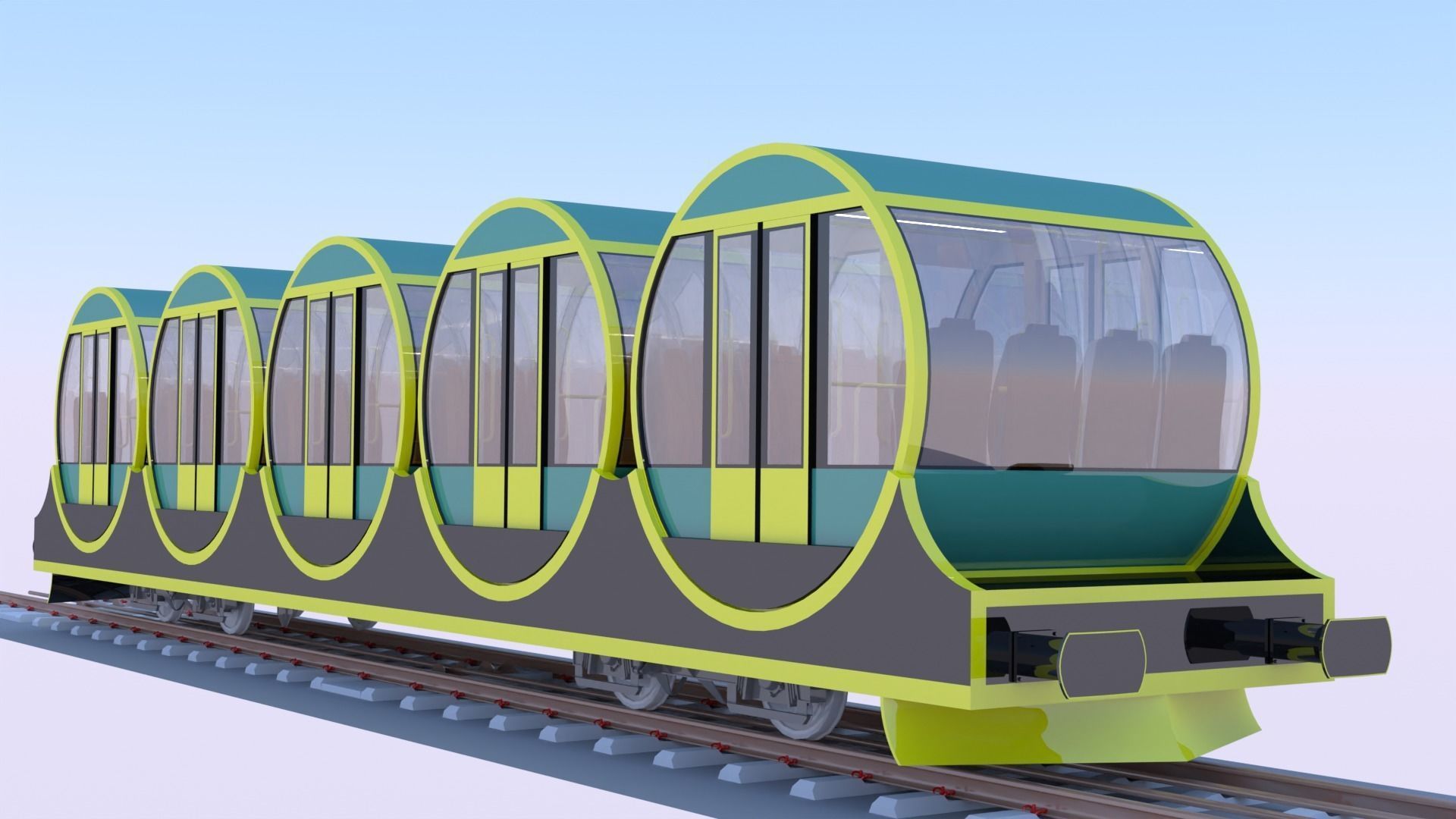 Funicular - mountain train 3D model_1
