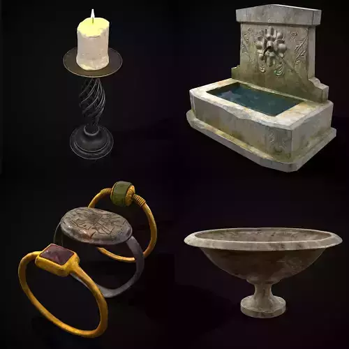 Medieval Prop Mix Fifty Three  3D Model Collection