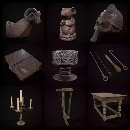Medieval Prop Mix Fifty  3D Model Collection