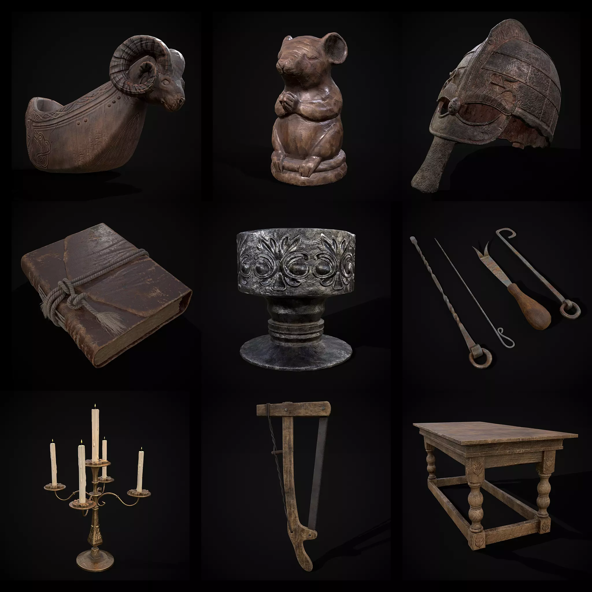 Medieval Prop Mix Fifty  3D Model Collection_0