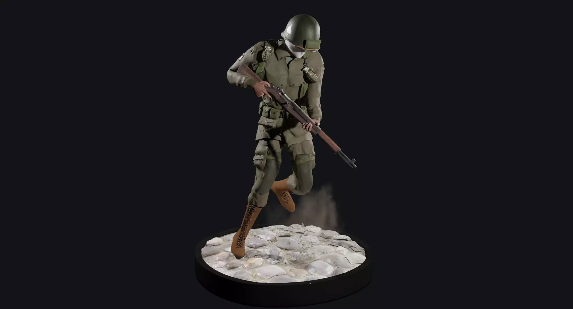 World War 2 - US Paratrooper - Rigged Low-poly 3D model