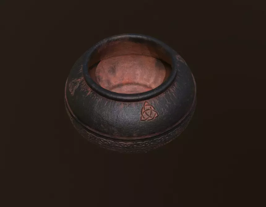 Weathered Cauldron Low-poly 3D model_0