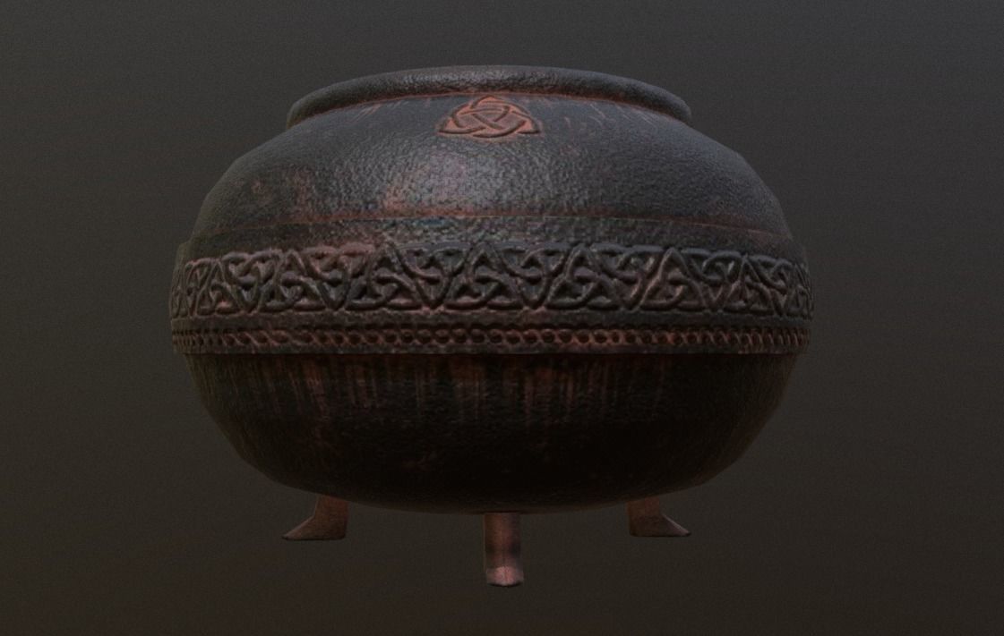 Weathered Cauldron Low-poly 3D model_3