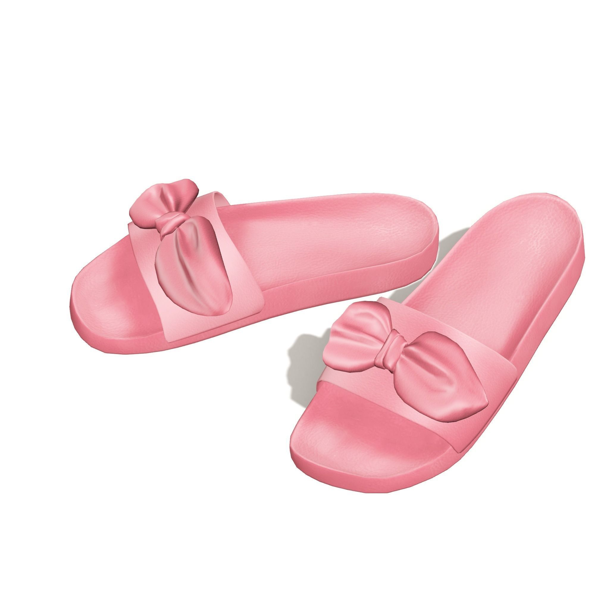 Slide Slipper with Bow Low-poly 3D model_2