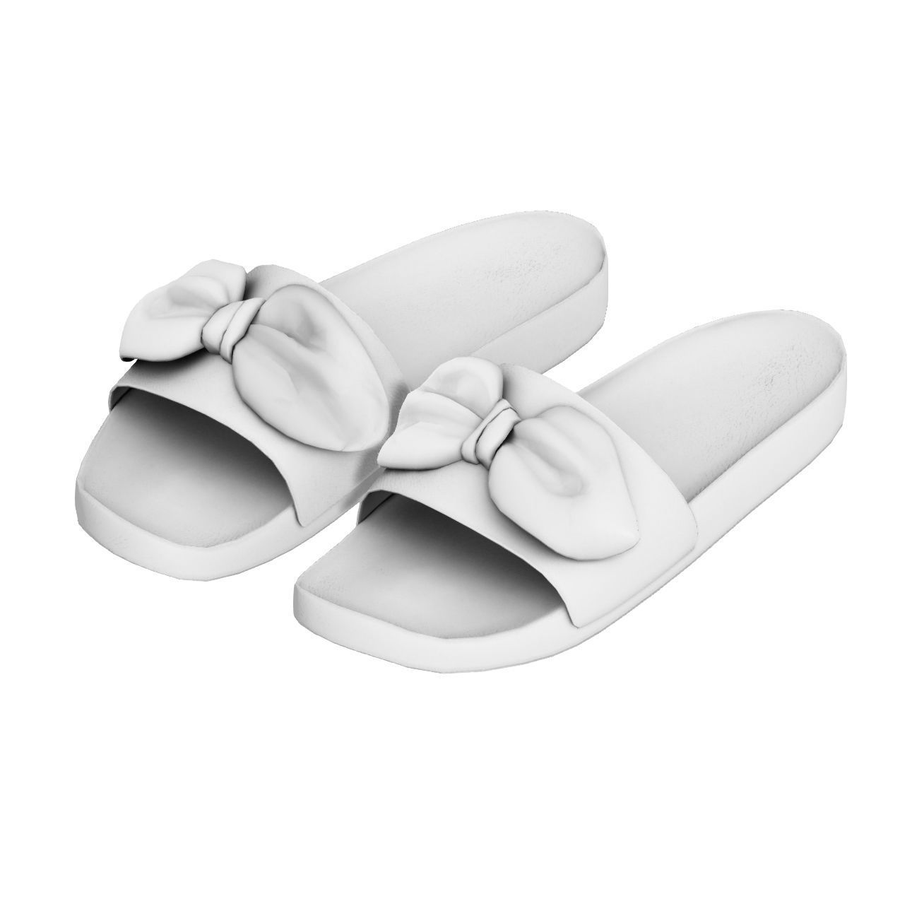 Slide Slipper with Bow Low-poly 3D model_5