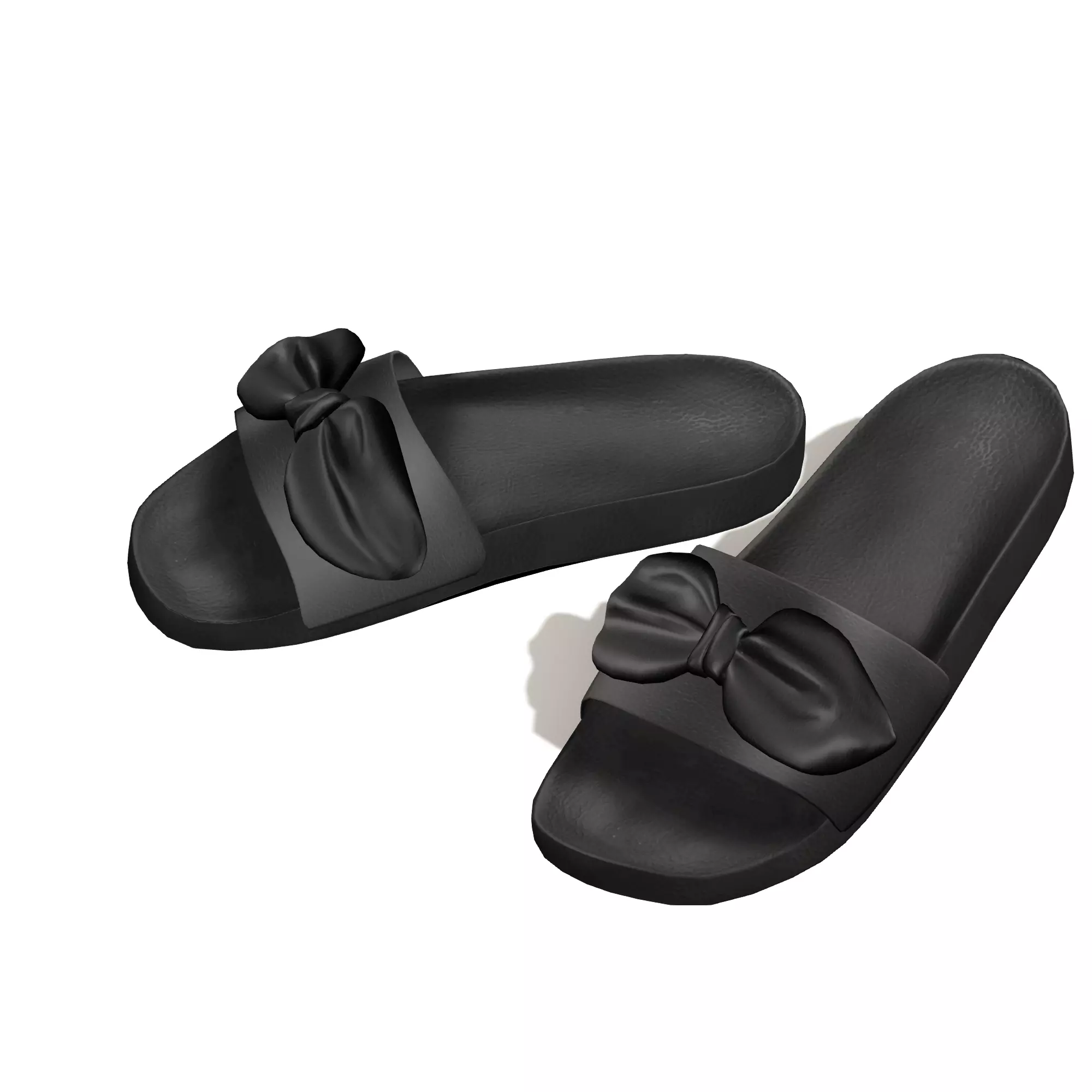 Slide Slipper with Bow Low-poly 3D model_0