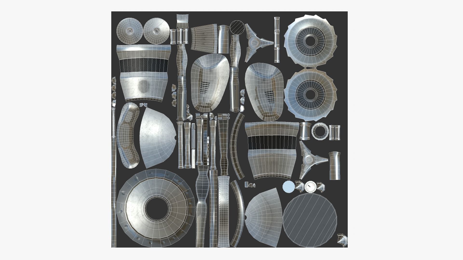 Robotic Arm A02 Bright Steel - Character Design SciFi Low-poly 3D model_5