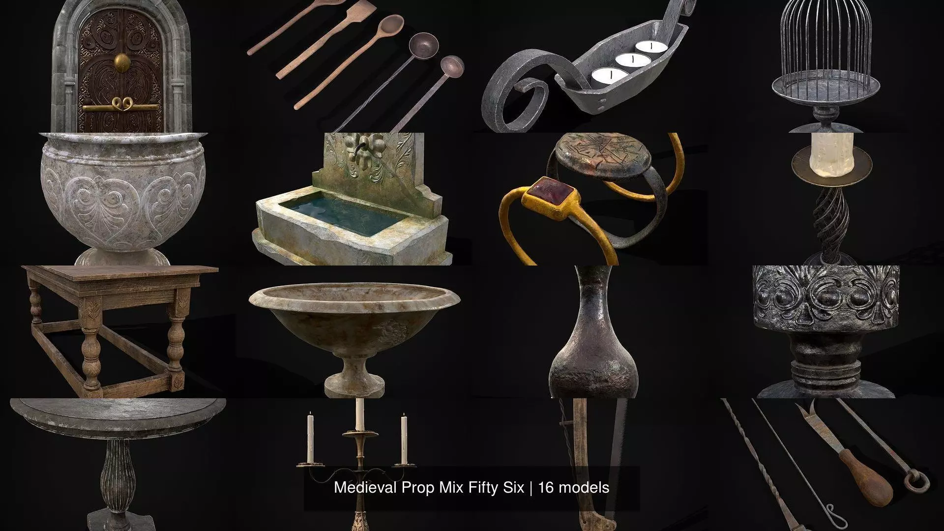 Medieval Prop Mix Fifty Six 3D Model Collection_1