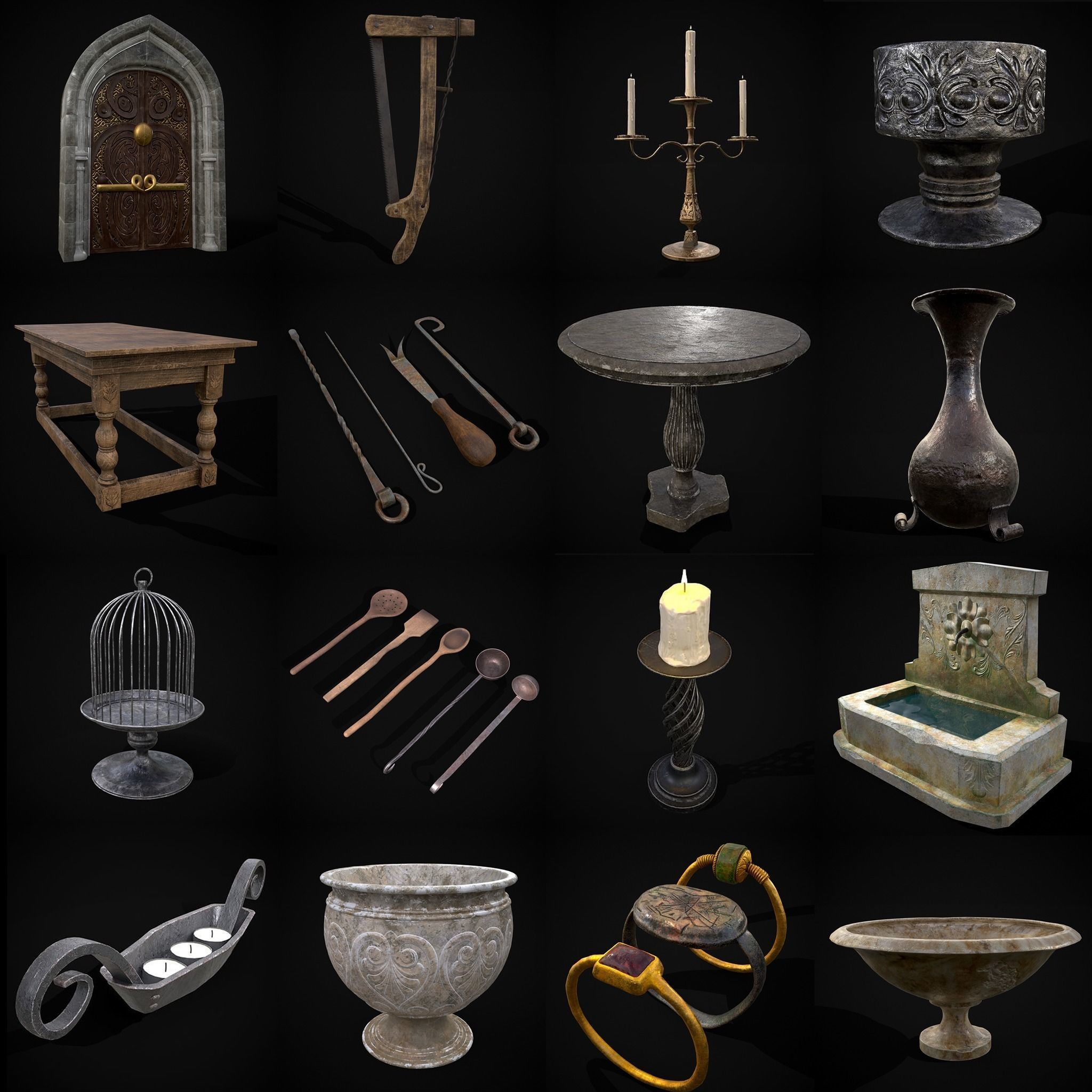Medieval Prop Mix Fifty Six 3D Model Collection_2