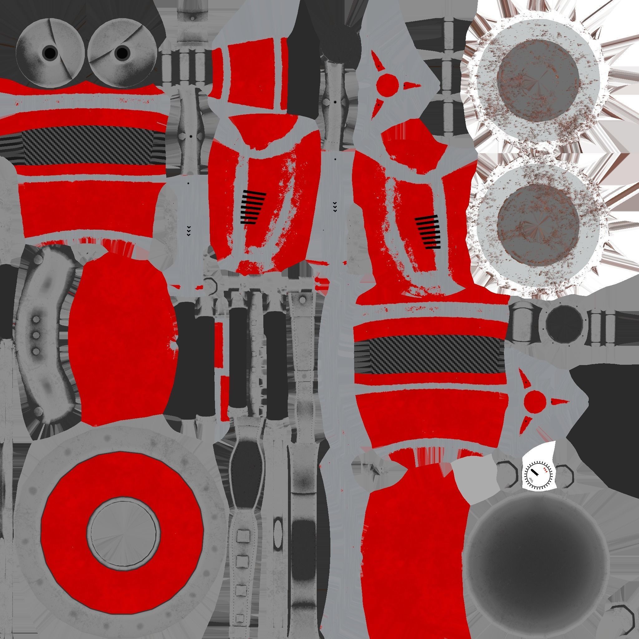 Robotic Arm A04 Red - Character Design SciFi Low-poly 3D model_19