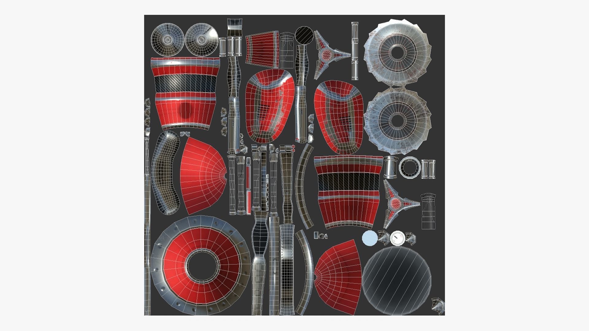 Robotic Arm A04 Red - Character Design SciFi Low-poly 3D model_5