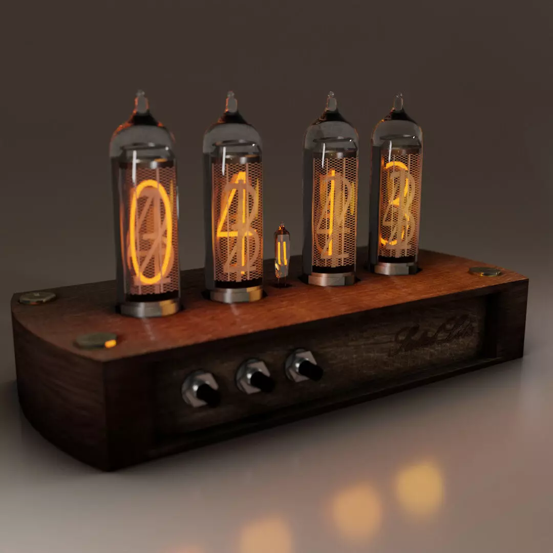 Low Poly Nixie Tube Clock Low-poly 3D model_0