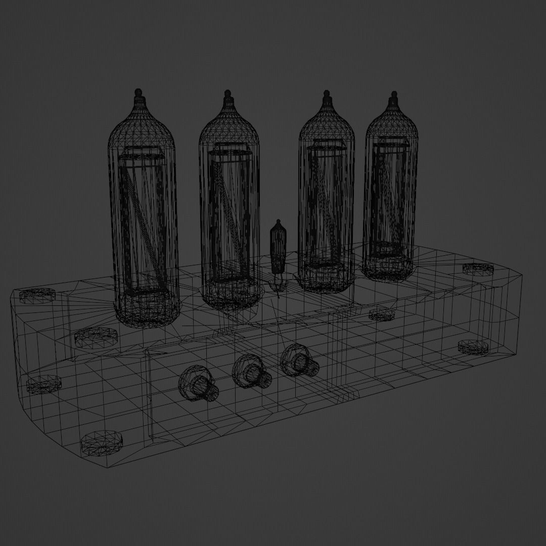 Low Poly Nixie Tube Clock Low-poly 3D model_6