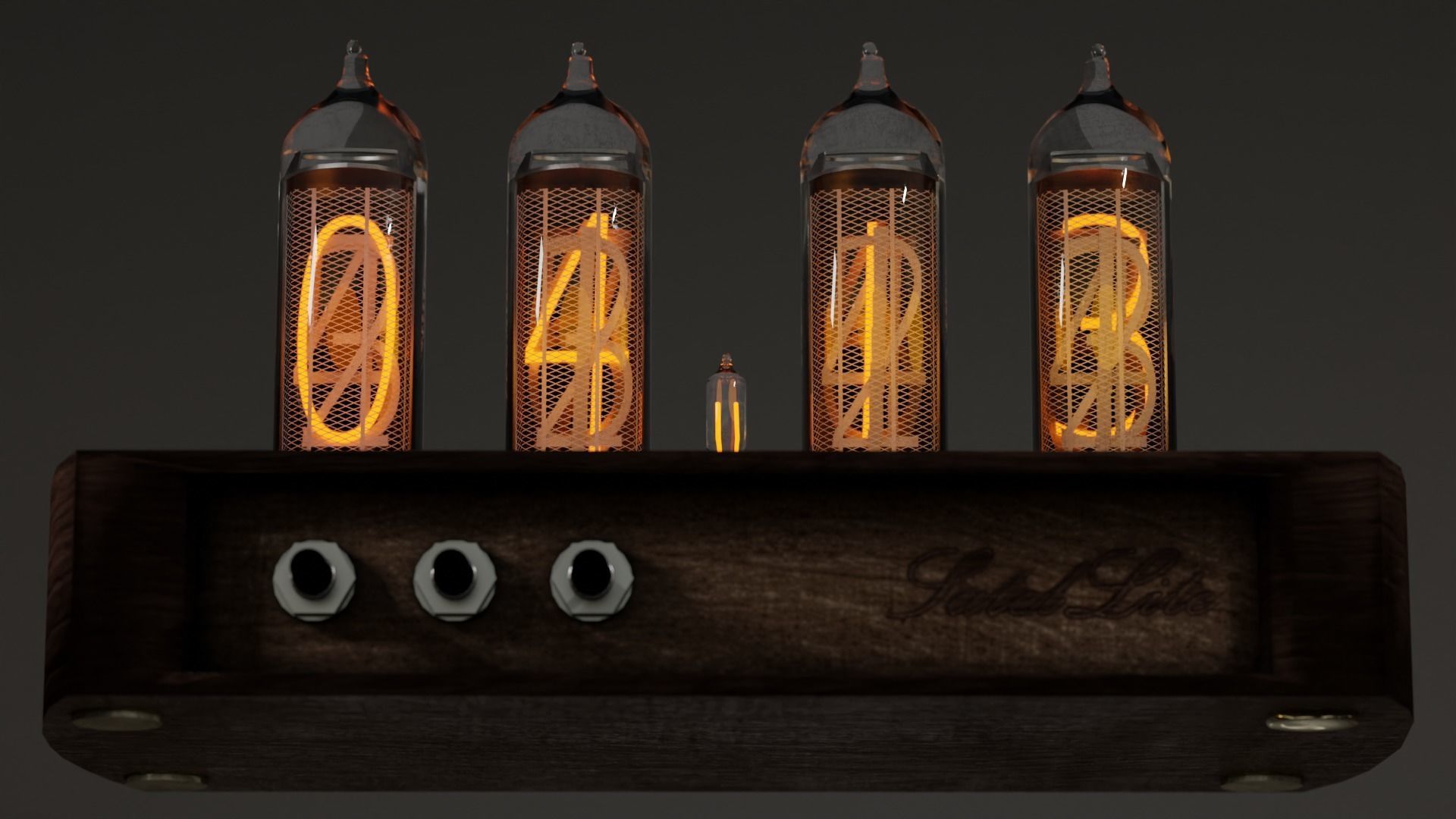 Low Poly Nixie Tube Clock Low-poly 3D model_3