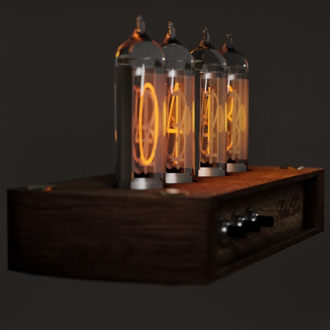 Low Poly Nixie Tube Clock Low-poly 3D model_4