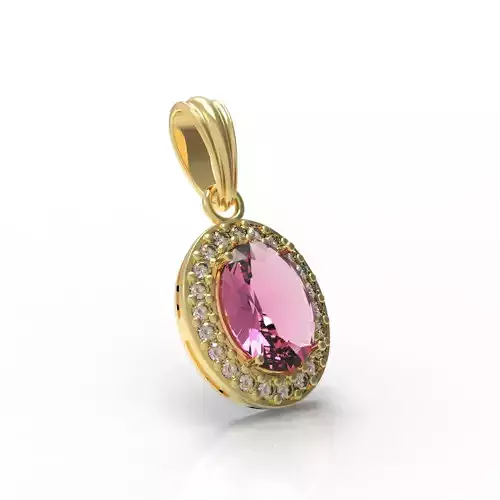 Oval Cut Pendant With Diamonds Pingente  Pedra Oval e Diamantes