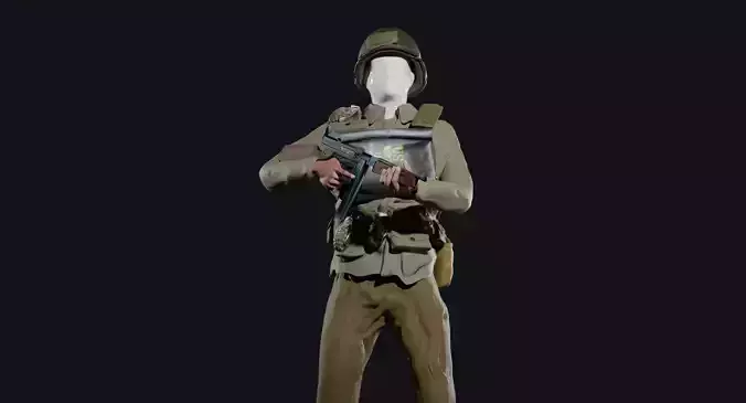 World War 2 US D-Day Infantry Low-poly 3D model