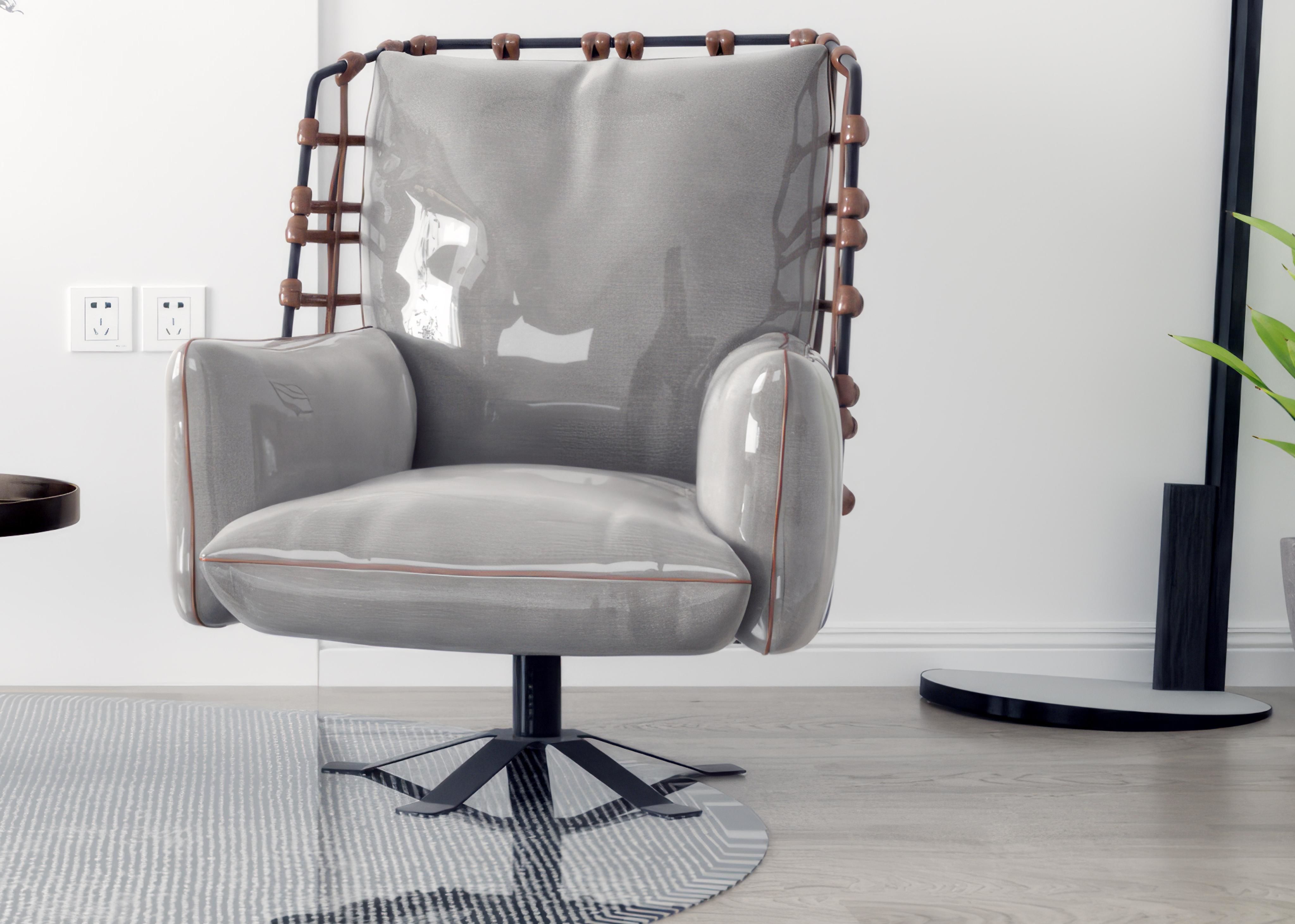 Modern leisure chair fabric 3D model_1