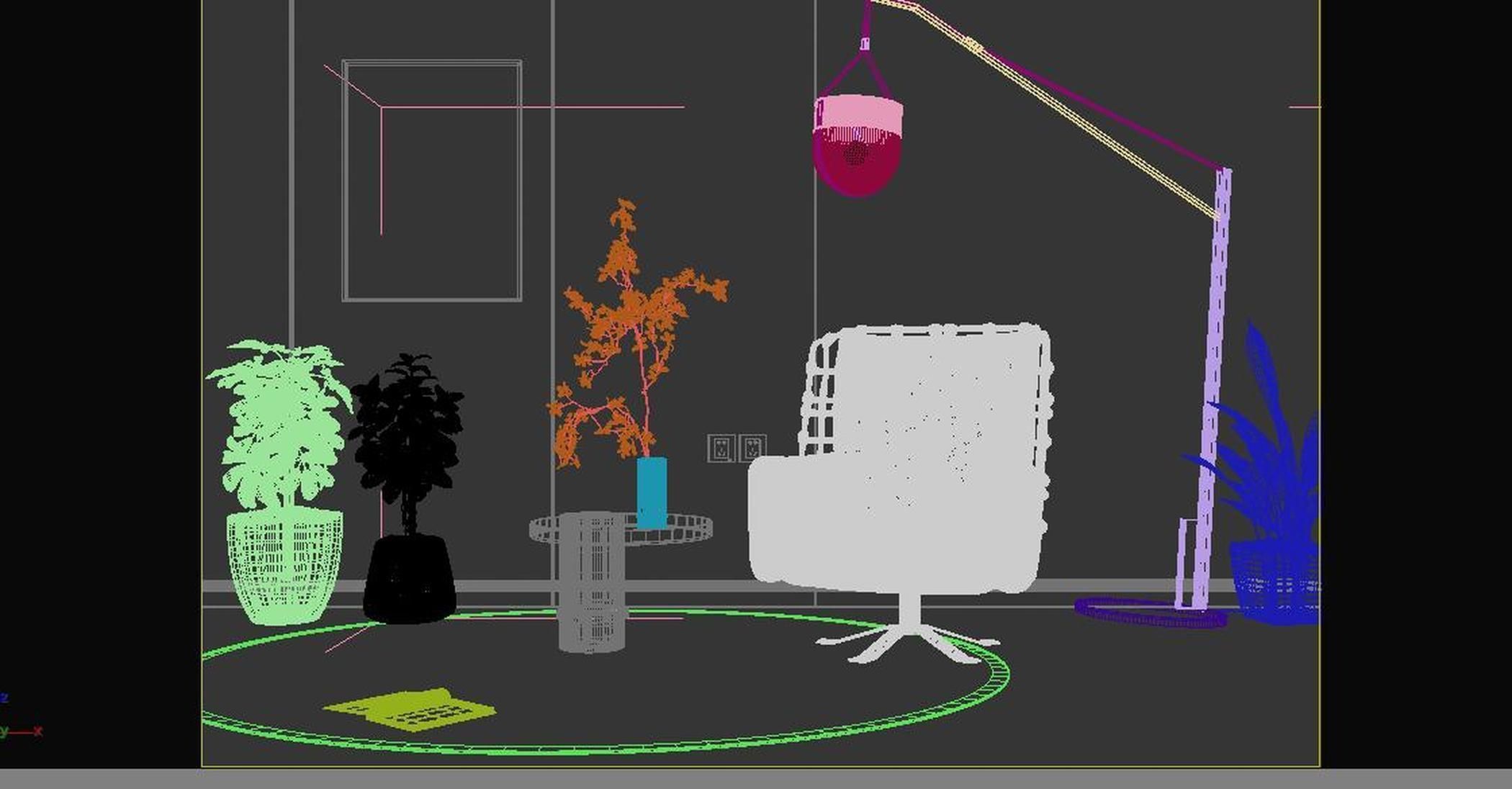 Modern leisure chair fabric 3D model_6